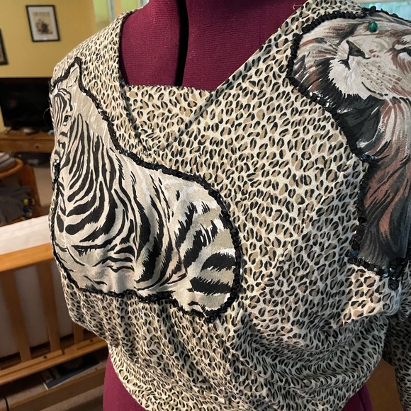 Vintage 80s crop top safari print - Picture 2 of 9